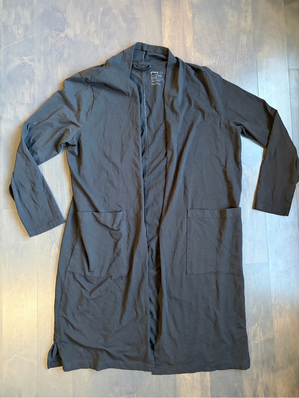 Pact Black Lightweight Open-Front Duster Cardigan Size Large